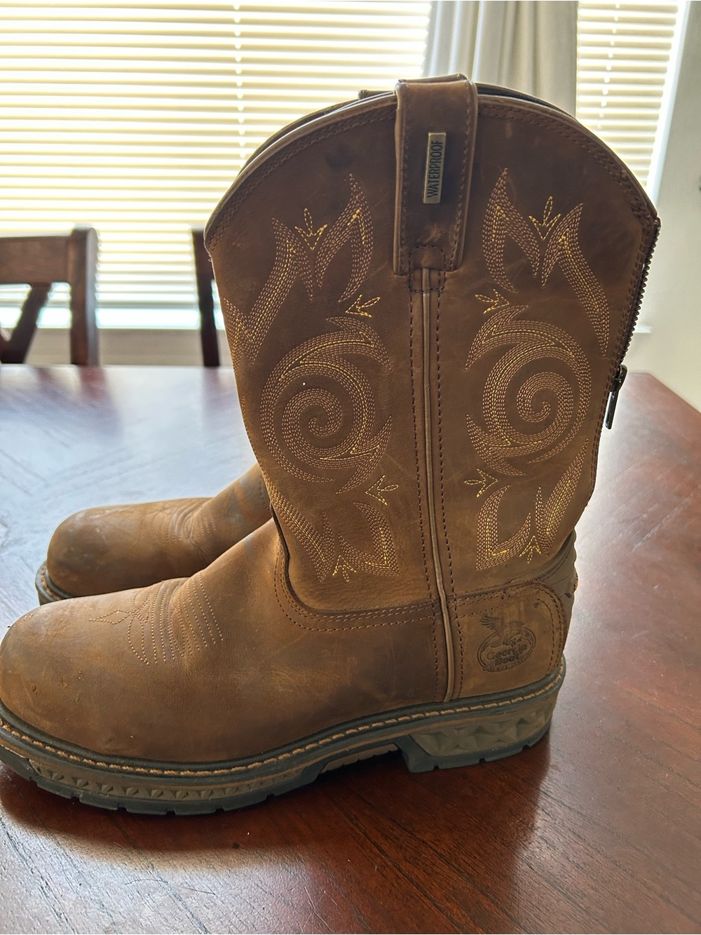 Georgia Boot Brown Leather Work Boot Interior Label View size 9M